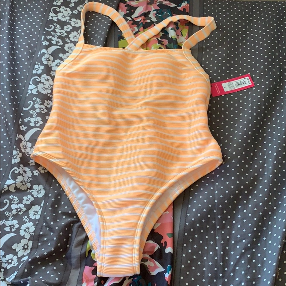 NWT Yellow and white striped swimsuit